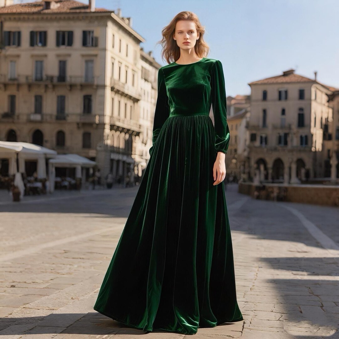 green emerald velvet dress Vintage 1960s Green Velvet Dress  The Barn Owl Vintage Goods