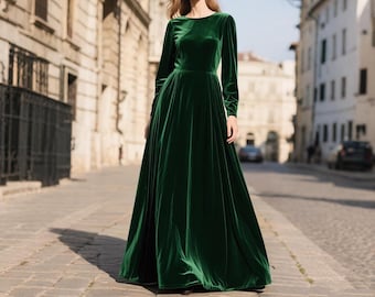 Green Cocktail Dress Macy's Emerald Dress Sexyshine Women's Velvet  Maxi Dress Long Sleeve Crew Neck Belted High Waist A-Line Pleated Cocktail  Party Formal Long Dresses(25779BL,S) Black Clothing, Shoes Jewelry
