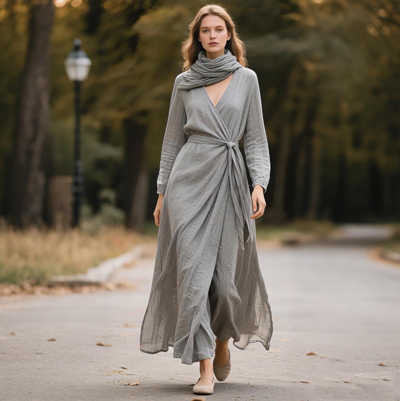 grey linen dress Classic Patterned Midi Old Linen Mill Or put on your most favorite and most comfortable sneakers 1920s linen dress in grey