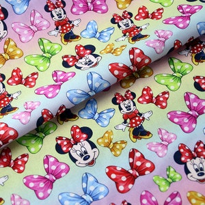 Mickey Minnie Mouse Fabric* Minnie Headband Fabric* 100% Cotton Fabric*  Anime Cartoon Cotton Fabric*  By The Half Yard