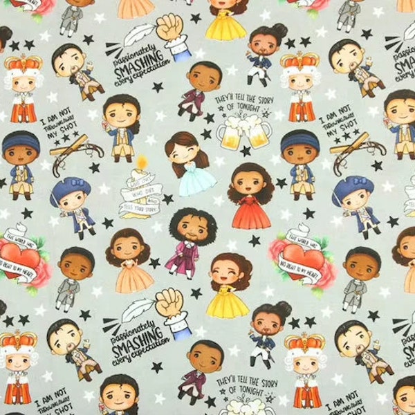 Hamilton Fabric Romantic Broadway Musical Anime Cartoon Cotton Fabric By The Half Yard