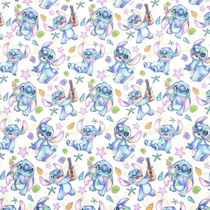 Stitch Fabric Anime Cartoon Cotton Fabric By The Half Yard