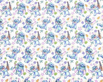 Stitch Fabric Anime Cartoon Cotton Fabric By The Half Yard