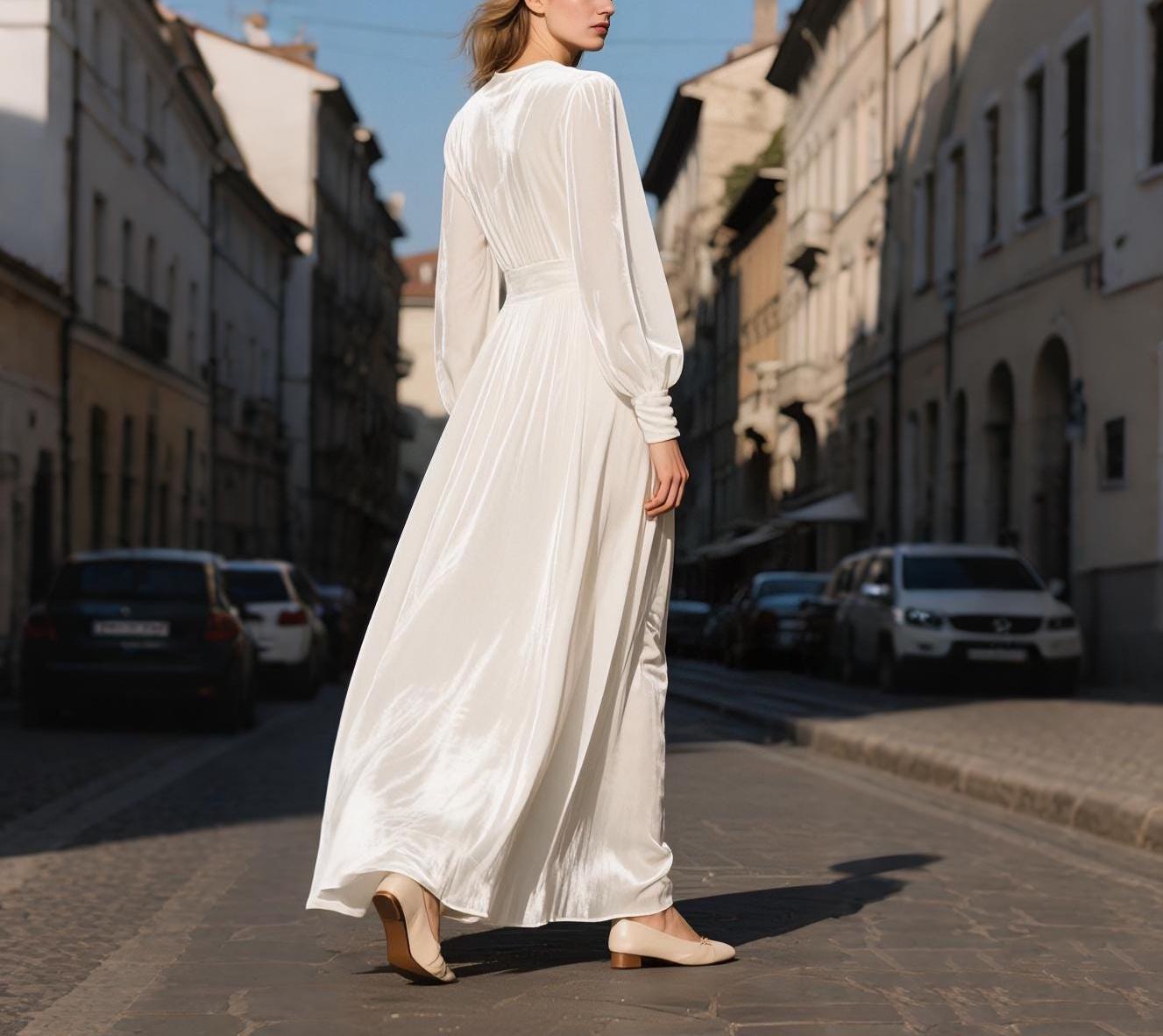 knee length dresses for ladies Mia Long Sleeves Velvet Dress