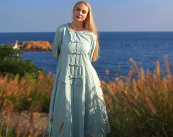 Linen Coat Linen Cardigan for Women Fake Two-Piece Coat Hooded Coat Long Sleeves Jacket A Line Dress Maxi Coat Custom Fall Plus Size Coat