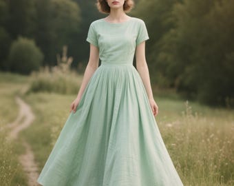 Custom Linen Maxi Dress Short Sleeve Linen Dress Cottagecore Dress Romantic Summer Dress Wedding Bridesmaid Dress for Women Modest Dress