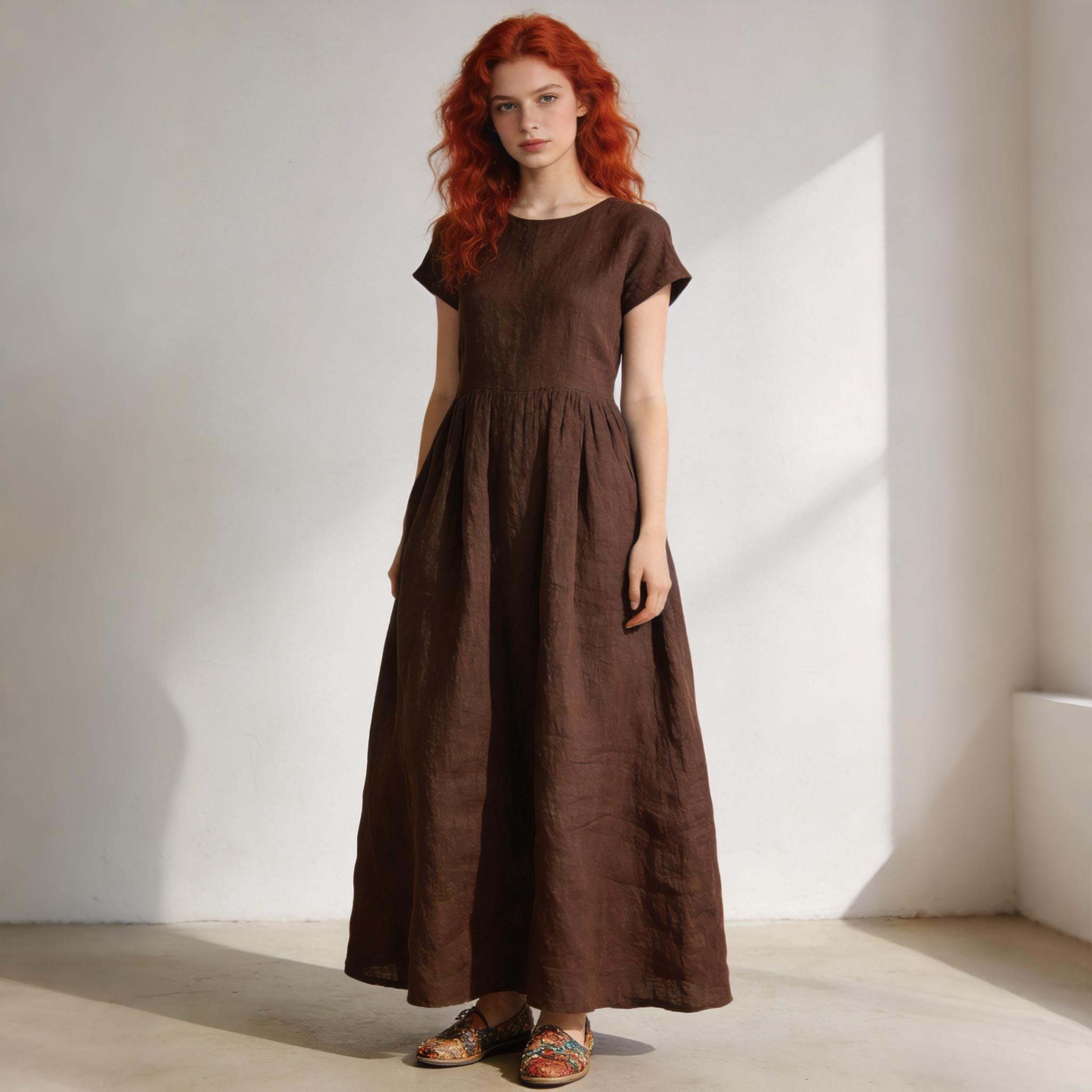 Linen Maxi Dress With Pockets