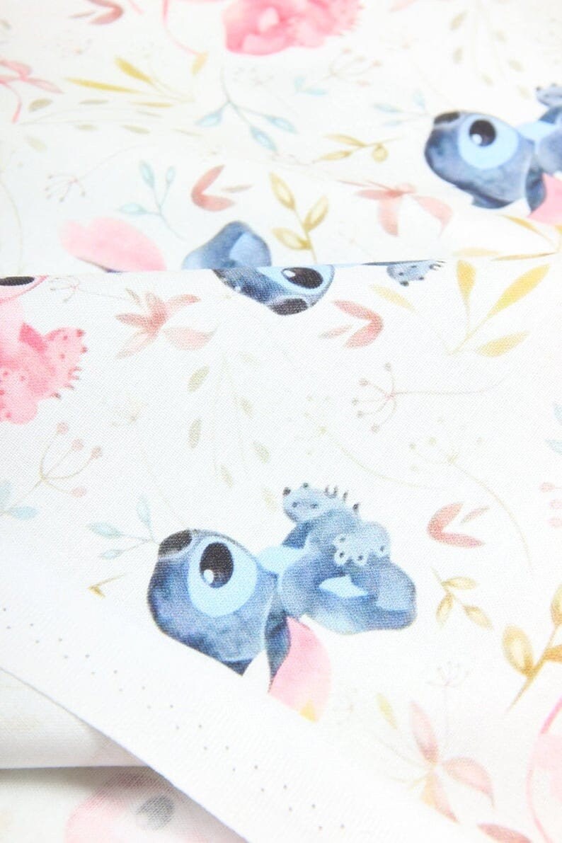 Stitch and Angel Fabric Blue Pink Koala Anime Cartoon Cotton Etsy