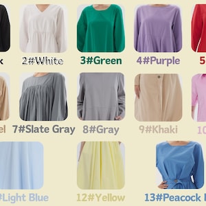Pode incluir: Uma cole&ccedil;&atilde;o de 13 vestidos de diferentes cores, cada um com uma cor e estilo diferente. Os vestidos s&atilde;o todos de manga comprida e t&ecirc;m um design simples e elegante.