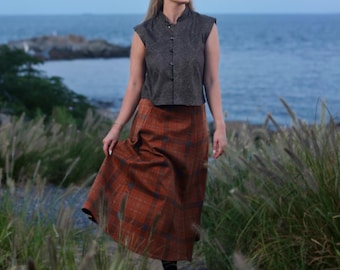 Wool Skirt, Long Wool Plaid Skirt, Tartan Wool Maxi Skirt, Vintage Inspired Skirt, A Line Flared Skirt, Full Fall Winter Skirt, Womens Skirt