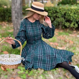 Plaid Dress Vintage, Wool Dress, Fall Dress for Women, Long Plaid Dress Vintage, Wool Dress, Fall Dress for Women, Long