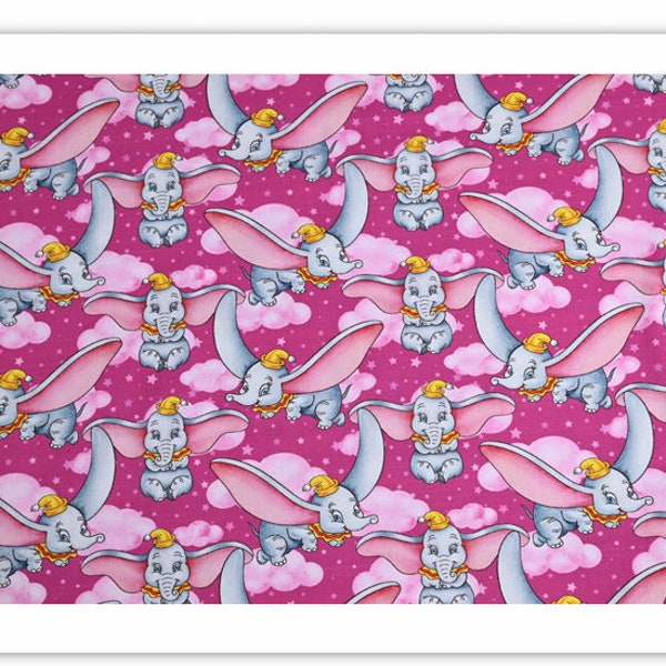 Dumbo Fabric Flying Elephant Anime Cartoon Cotton Fabric By The Half Yard