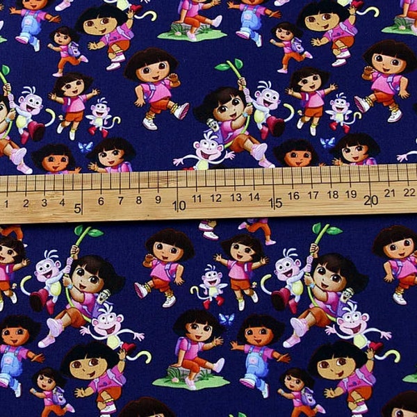 Dora l’exploratrice Tissu* Tissu 100% Coton* Tissu de coton de dessin animé animé* Par la demi-cour