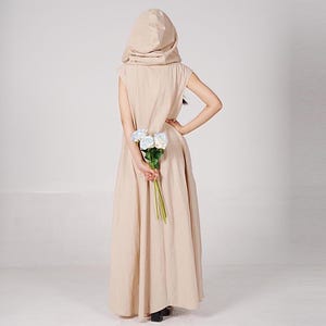Linen Dress for Women, Linen Clothing, Linen Kaftan Dress, Linen Hoodie Dress, Linen Summer Dress, Boho Maxi Dress, Plus Size Linen Clothing