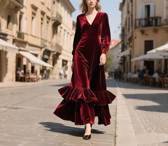 dresses autumn winter velvet Elegant Plus Size Black Velvet Dress with Metallic Lace and Glitter Se Canary Houze