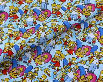 Simpson Family Fabric Anime Cartoon Cotton Fabric Par la demi-cour