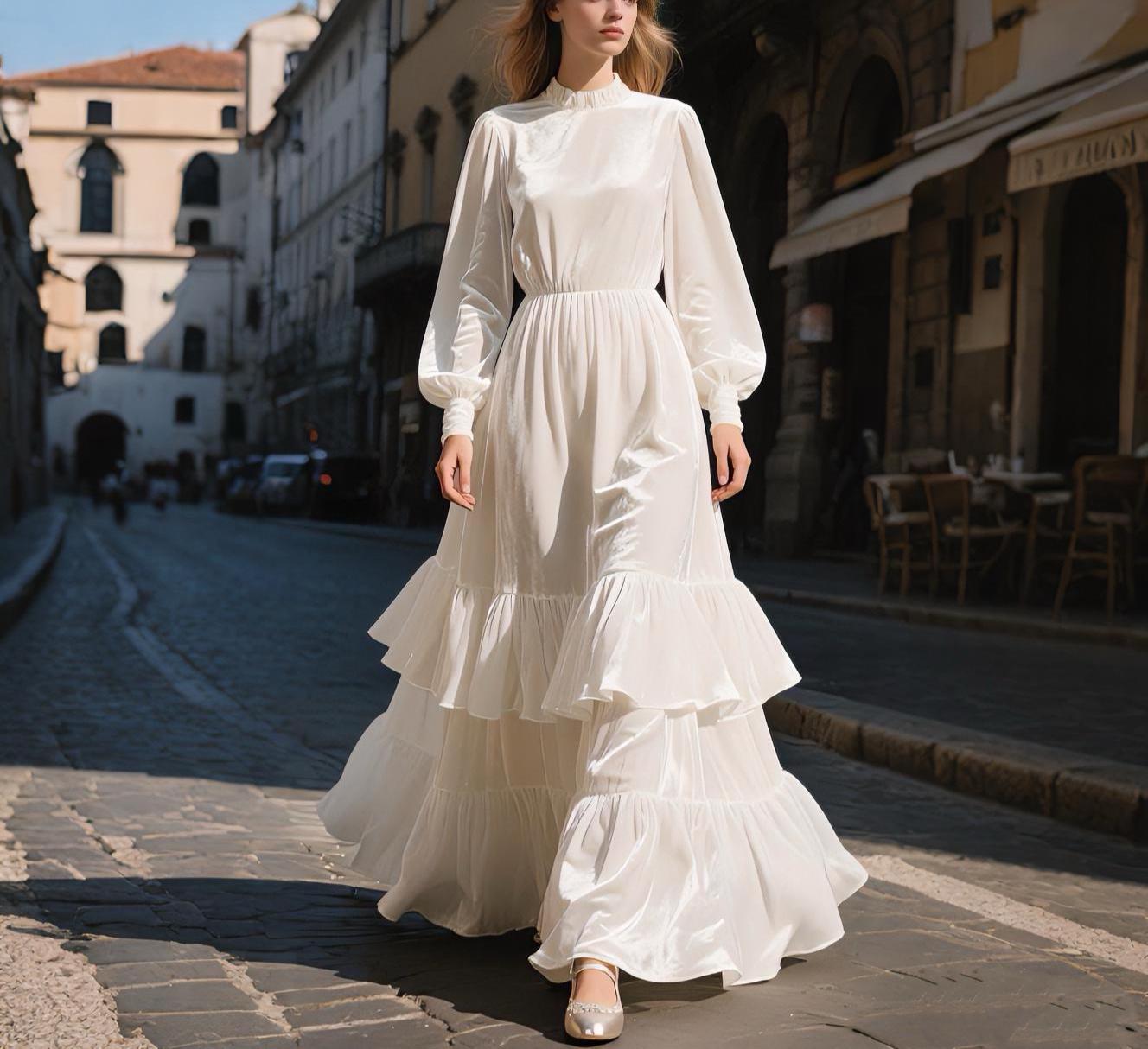 White Velvet Maxi Dress Velvet Long Sleeve Maxi Dress In Ivory Oh Polly