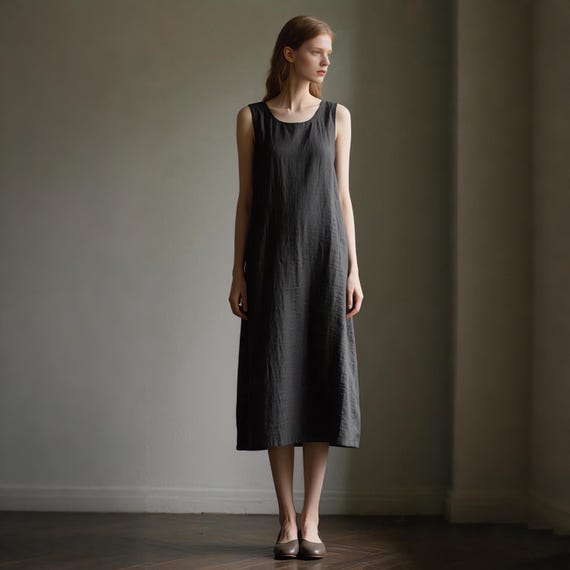 scoop neck linen dress Linen Scoop-Neck Maxi Dress