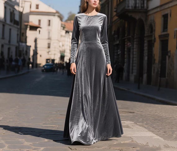 slim fit dress slacks Dreamy Grey Velvet A-Line Suit Set – DIMPLE DESIGN STUDIO main image 0