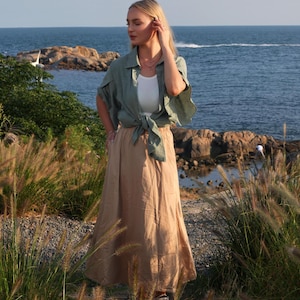 Custom 100% Cotton Maxi Skirt with Elastic Waist A-Line Full-Length Skirt Casual Boho Skirt Women Fashion Loose Long Skirts Plus Size Skirt
