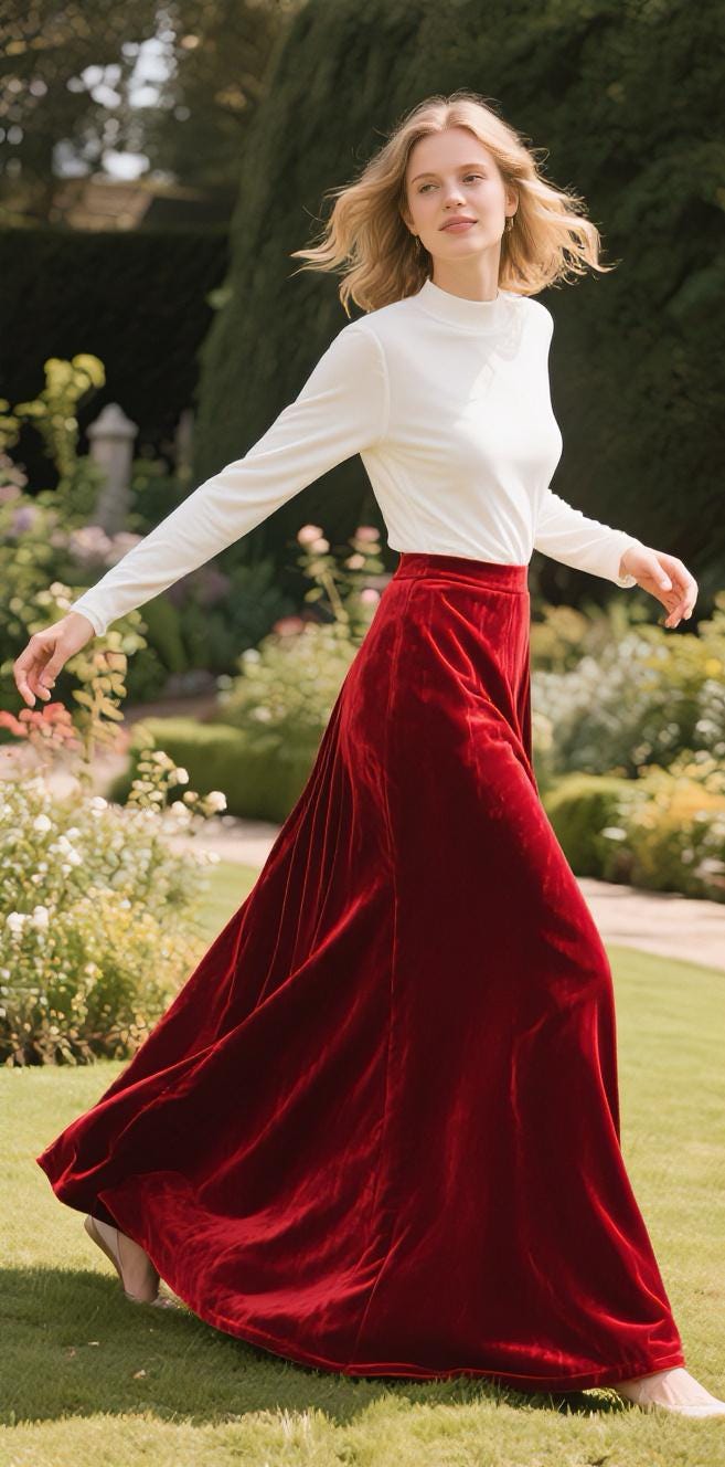 Naenof velvet long skirt ベルベットロングスカート Wine Red Velvet Maxi Skirt Women High Waist Skirt A-line Long