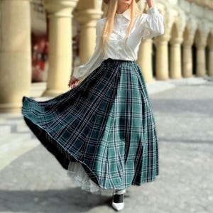 Wool Skirt, Long Wool Plaid Skirt, Tartan Wool Maxi Skirt, Vintage Swing Skirt, Circle Wool Skirt, Fall Winter Skirt, Women Plus Size Skirt