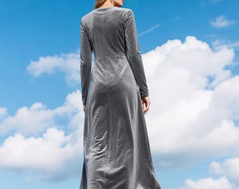 chinese dress ladies Camille Grey Velvet Dress main image 0