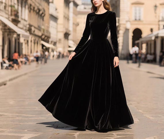 Black Velvet Maxi Dress Women, Elegant Floor Length Long Sleeve Gown, Classic Velvet Evening Dress, Winter Formal or Holiday Party Outfit - Etsy Israel Black Velvet Maxi Dress Women, Elegant Floor Length Long Sleeve Gown, Classic Velvet Evening Dress, Winter Formal or Holiday Party Outfit - Etsy Israel