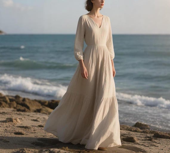 long flowing beach dresses Ruffle Maxi Dress, Tulum Beach Dress, Long Dresses
