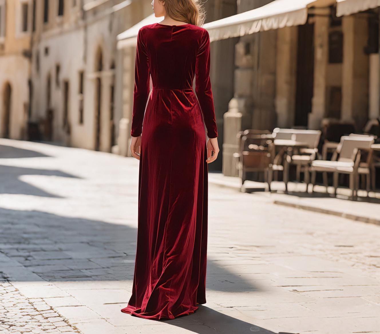 burgundy velvet dress amazon Wine Red Satin Long Formal Gown, Burgundy Sweet 16 Dresses, Cute Party –  Cutedressy main image 0