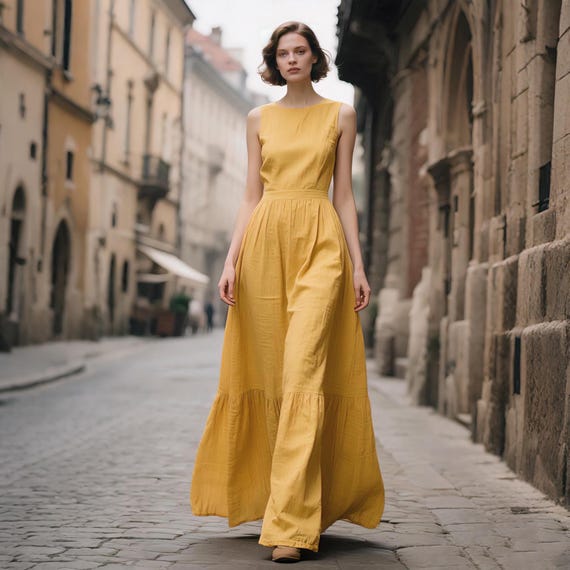flowy blue dress short SOLID SLEEVELESS MAXI DRESS – Riah Fashion main image 1