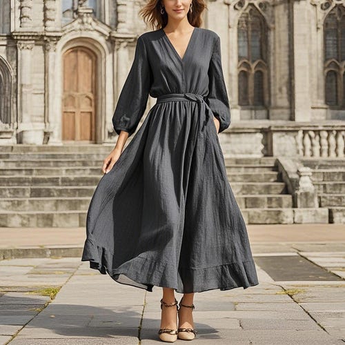 3/4 sleeve summer maxi dresses Summer Dresses for Women 2026 Plus Size Squared Neck 3/4 Sleeve Summer Flowy Casual Midi Dress Beach Vacation Sundresses