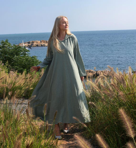 Linen Dress With Pockets Linen Loose Fit Dress Linen Maxi Dress Hooded Dress  Long Sleeves Dress Summer Fall Dress Custom Plus Size Dress - Etsy