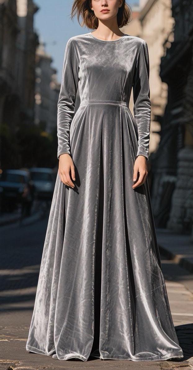 green emerald velvet dress Gray A-Line Tulle Long Prom Dress Gray A-Line Formal Evening Dress US 4 / Custom Color