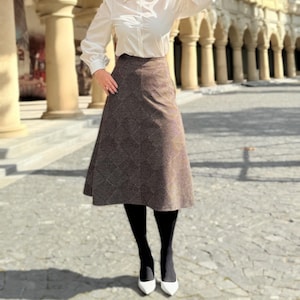Wool Skirt Midi Wool Skirt Plaid Wool Skirt Vintage Skirt with Pockets A Line Flared Skirt Formal Midi Skirt Women Warm Fall Winter Skirt