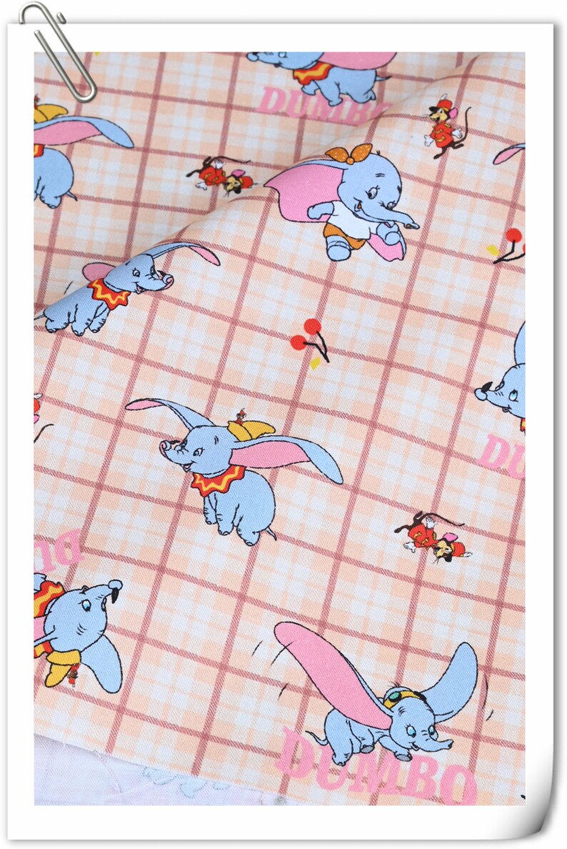 Dumbo Fabric Anime Cartoon Cotton Fabric By The Half Yard image 4