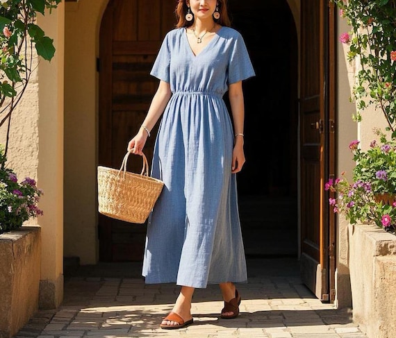 spring maxi dress short sleeve Youmylove Summer Dresses for Women Floral Maxi Dress Swing Long Dress  Chiffon Floral Short Sleeve Ruffle V Neck Fashion Flowy Dress Trendy Spring  Dresses