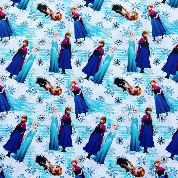 Frozen Fabric Elsa Anna Fabric Snow Queen Anime Cartoon Cotton Fabric By The Half Yard