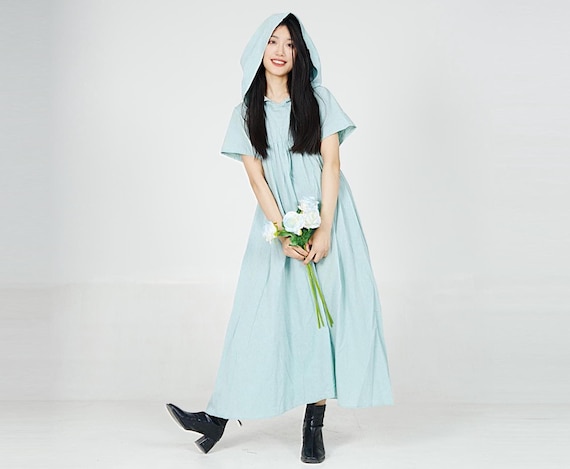 knee length dresses for ladies Cucumber Village Hooded Maxi Dress XS-M main image 1