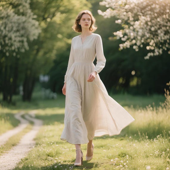 Women Linen Maxi Dress Long Sleeve V-slit Neck Dress Elastic Waist Linen Dress Flowy A-line Summer Dress Boho Prairie Dress Custom Dress - Etsy Israel Women Linen Maxi Dress Long Sleeve V-slit Neck Dress Elastic Waist Linen Dress Flowy A-line Summer Dress Boho Prairie Dress Custom Dress - Etsy Israel