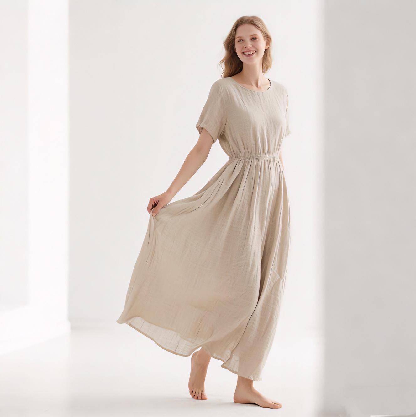 linen maxi dress with pockets Banana Republic Women's Linen Pocket Maxi Dress Fresh Olive Green Size XXS