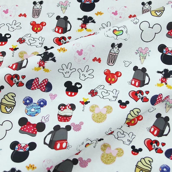 Mickey en Minnie Stof Anime Cartoon Katoenen Stof Door The Half Yard