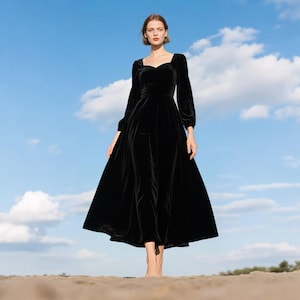 tight fitted long train wedding dress Black Velvet Rhinestone Fit and Flare Mini Dress main image 0