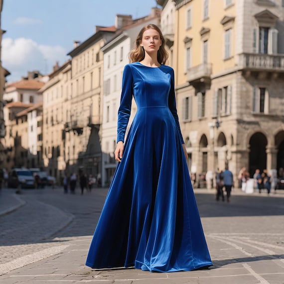 wedding guest dresses summer short V Neck Ankle Length Sleeves Blue Dress, Blue / M Black and white short Size:18