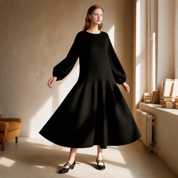 Wool Dress Women, Drop Waist Wool Midi Dress, Long Sleeve Winter Dress,  Elegant Minimalist Wool Dress, Handmade Warm Clothing Custom Dress - Etsy  New Zealand