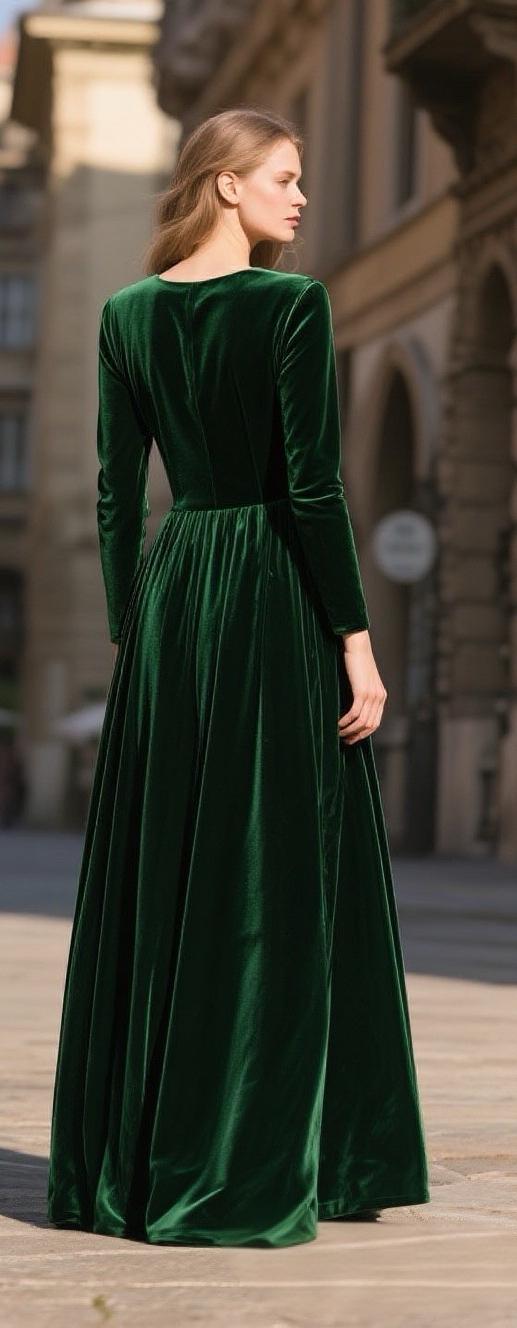 slim fit dress slacks Dark Green Velvet Backless Sleeveless Dress main image 0