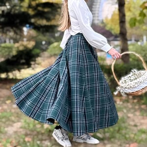 Tartan Plaid Wool Skirt Vintage Long Wool Skirt Circle Wool Skirt Swing Wool Skirt Fall Winter Maxi Wool Skirt Women Custom Plus Size Skirt