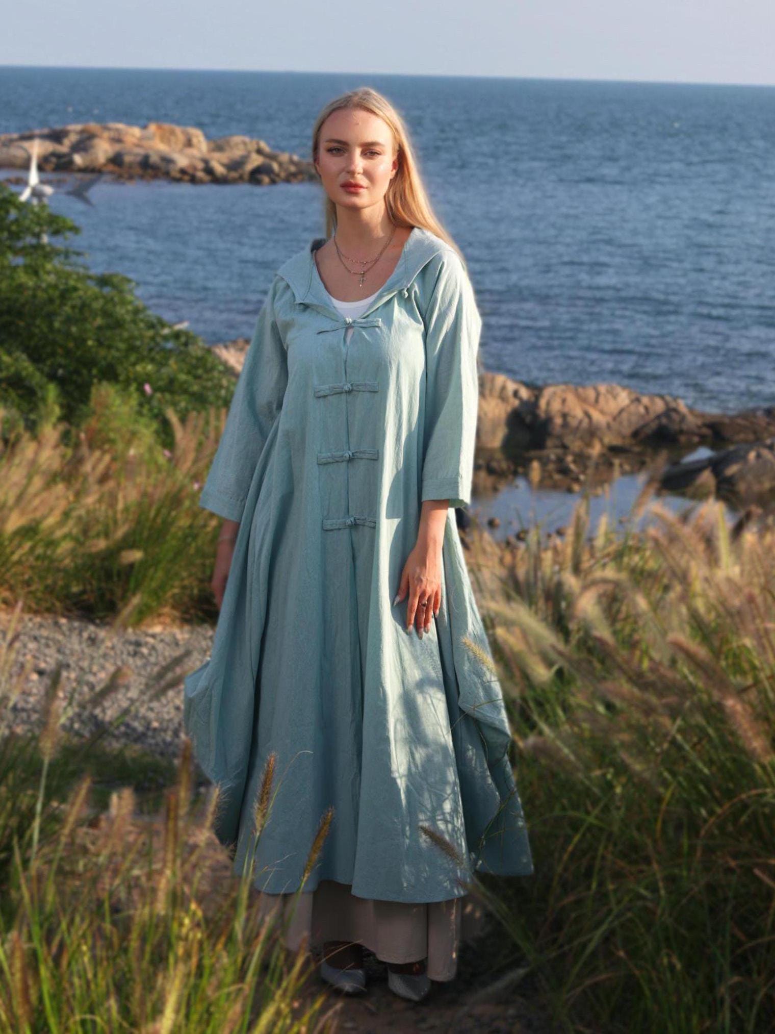 long linen coat dress Heavyweight Linen Coat