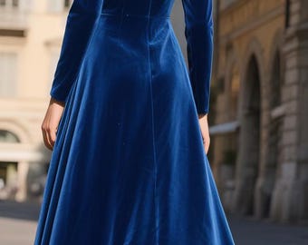 Royal Blue Velvet Maxi Dress Women, Long Sleeve Floor Sweeping Gown, Elegant Velvet Evening Dress, Winter Formal or Holiday Party Outfit - Etsy Israel Royal Blue Velvet Maxi Dress Women, Long Sleeve Floor Sweeping Gown, Elegant Velvet Evening Dress, Winter Formal or Holiday Party Outfit - Etsy Israel