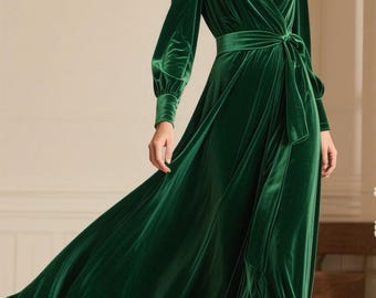 lk bennett green velvet dress Raven Crepe and Velvet Dress in Dark-Green – Rhea Costa main image 1